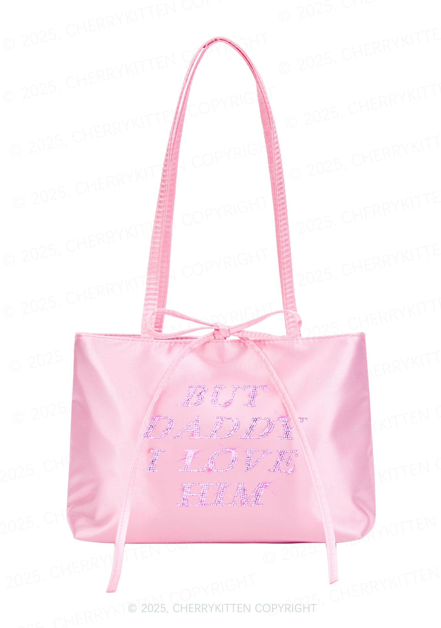 Rhinestone But Daddy I Love Him Y2K Satin Bags Cherrykitten