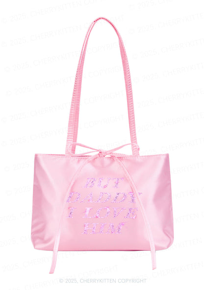 Rhinestone But Daddy I Love Him Y2K Satin Bags Cherrykitten