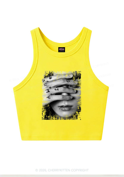 Tattoo Hand Portrait Kpop Y2K Crop Tank Top Cherrykitten