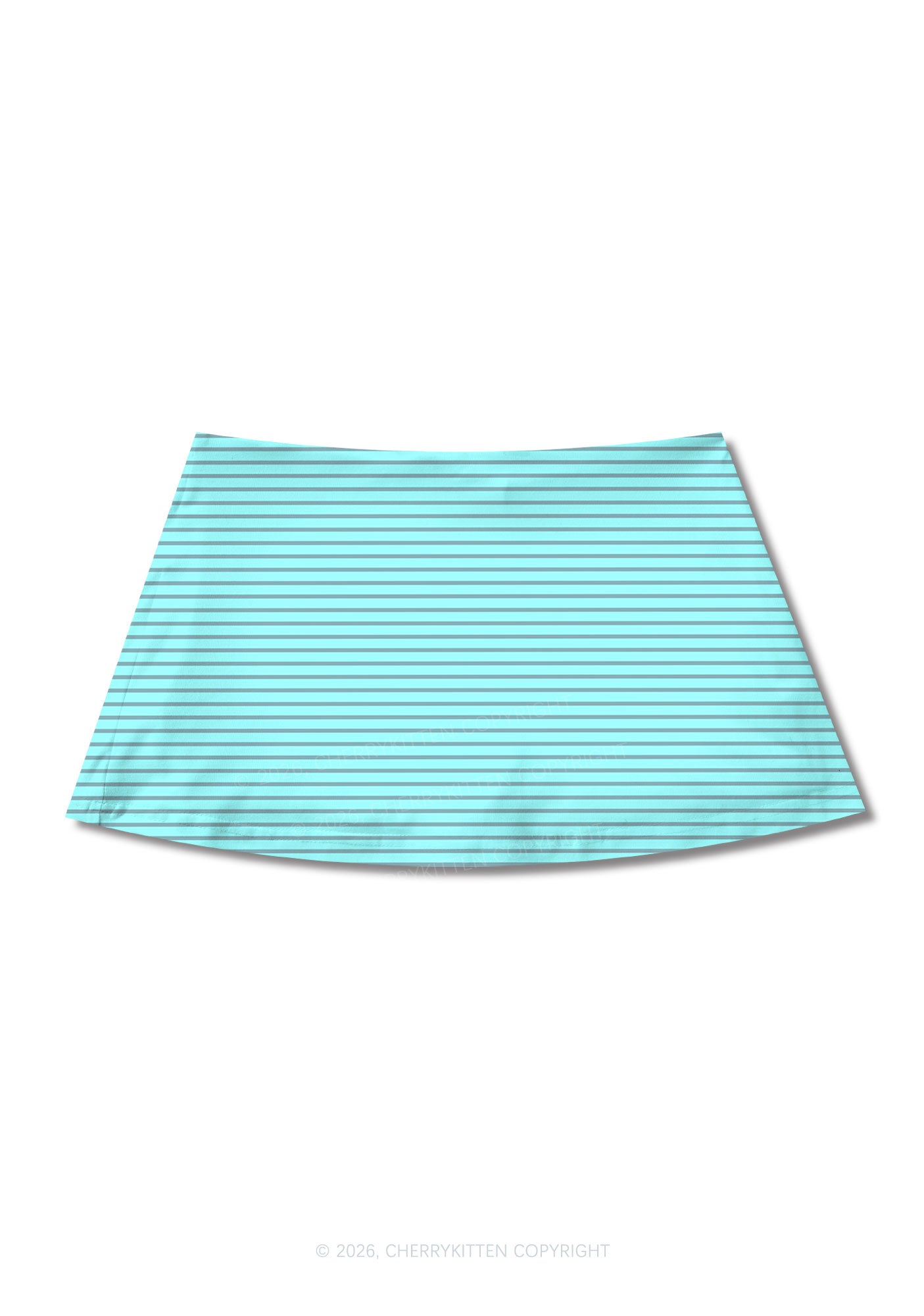 Grey Stripes On Green Y2K Print Mini Skirt Cherrykitten