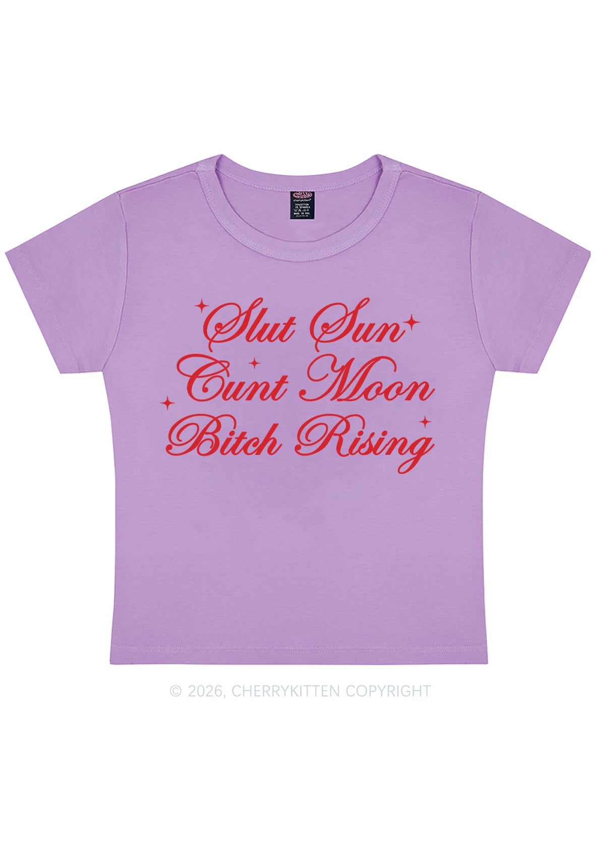 Slxt Sun Cxxt Moon Bxtch Rising Y2K Baby Tee Cherrykitten