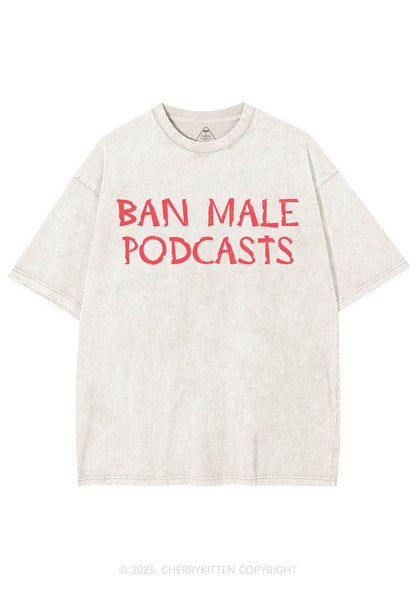 Ban Male Podcasts Y2K Shirts Washed Tee Cherrykitten