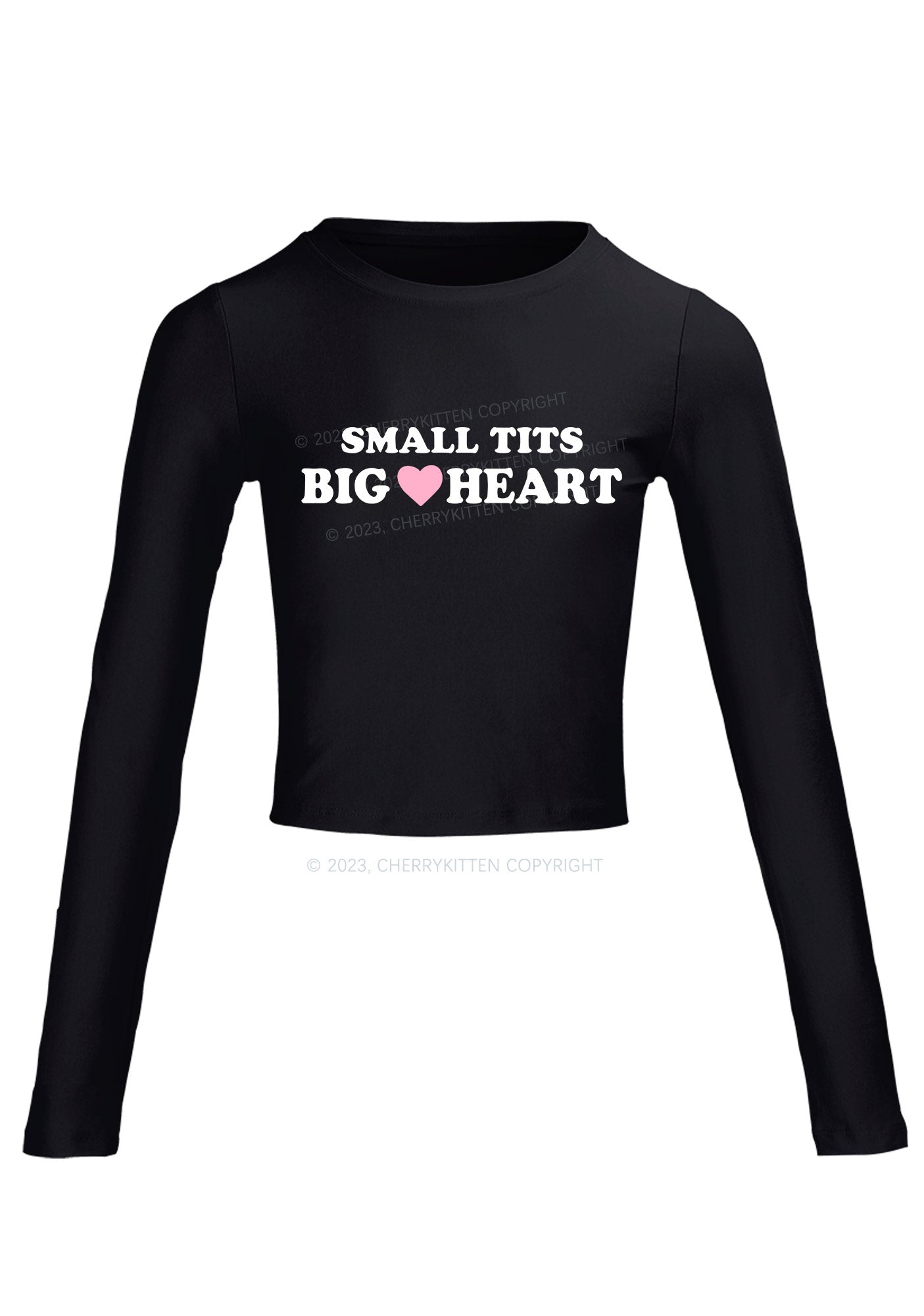 Small But Big Heart Long Sleeve Crop Top Cherrykitten