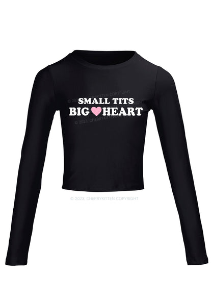 Small But Big Heart Long Sleeve Crop Top Cherrykitten