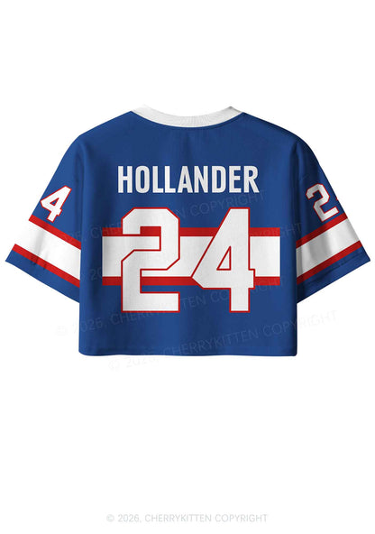 Blue Hockey HR Y2K Crop Sport Jersey Shirts Cherrykitten