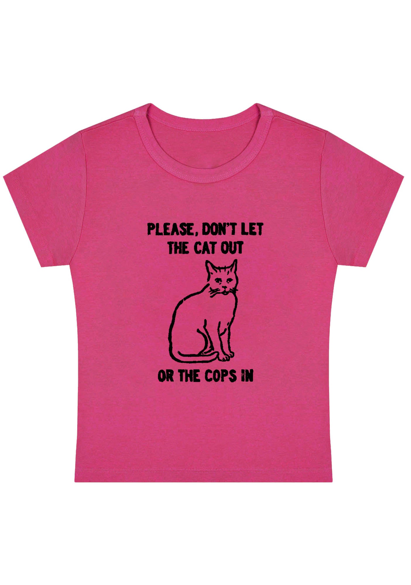 Don't Let The Cat Out Y2K Baby Tee