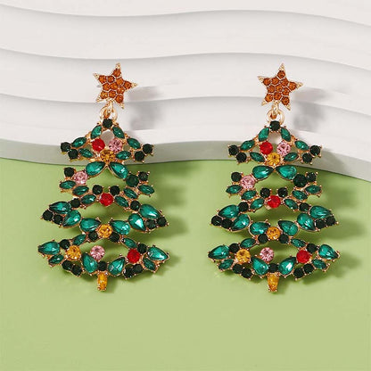 Creative Color Diamond Y2K Christmas Tree Earrings Cherrykitten