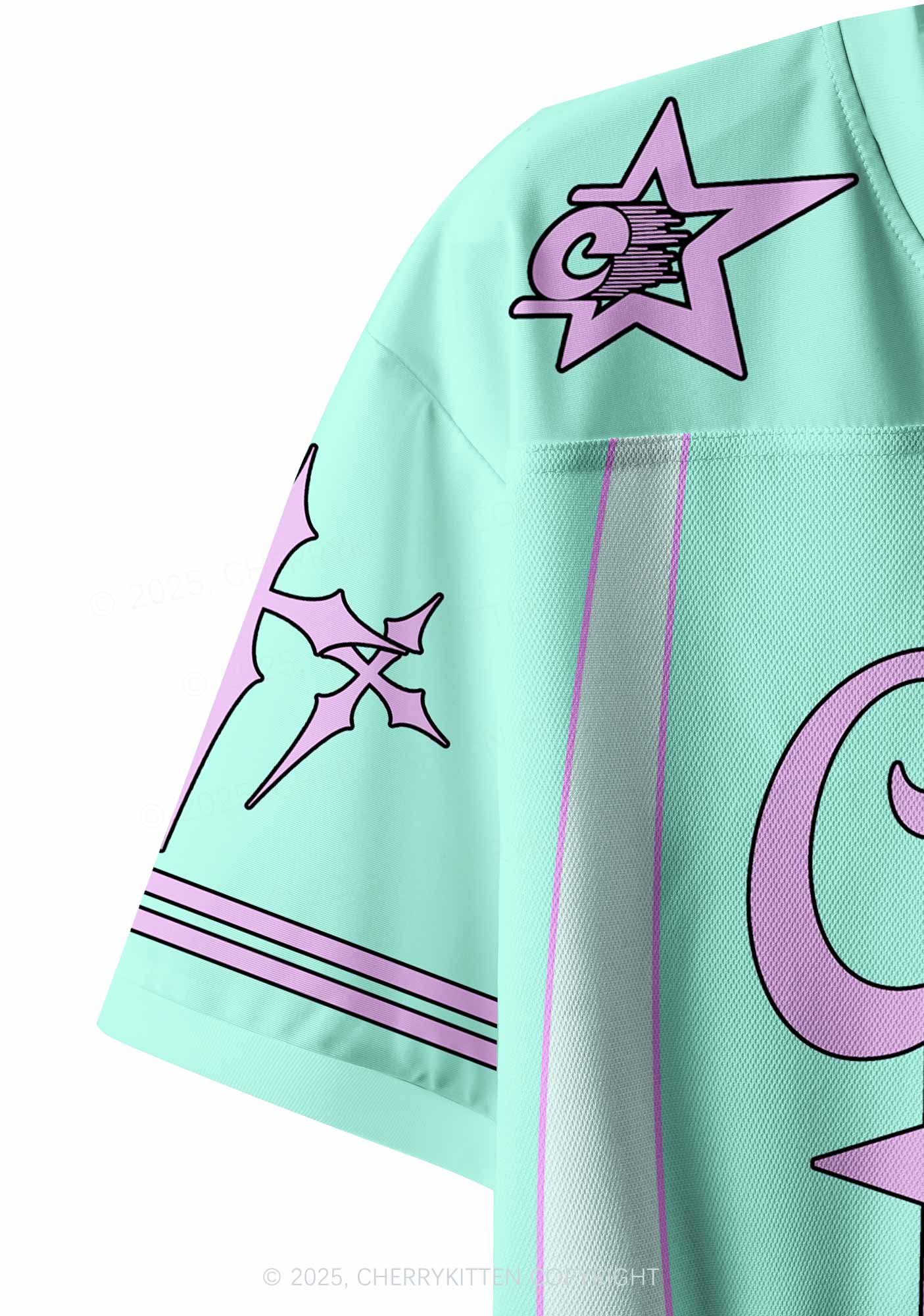 Custom Mint Green Cxxt Star Y2K Crop Sport Jersey Shirts Cherrykitten
