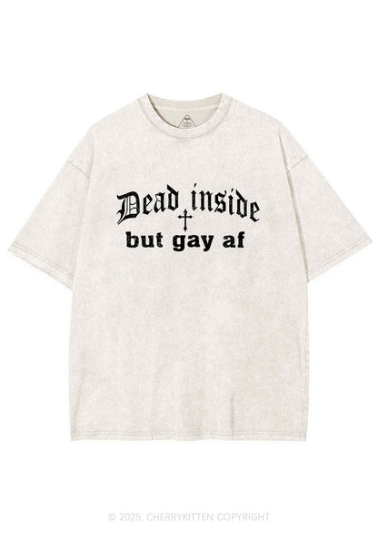 Dead Inside But Gay AF Pride Y2K Shirts Washed Tee Cherrykitten