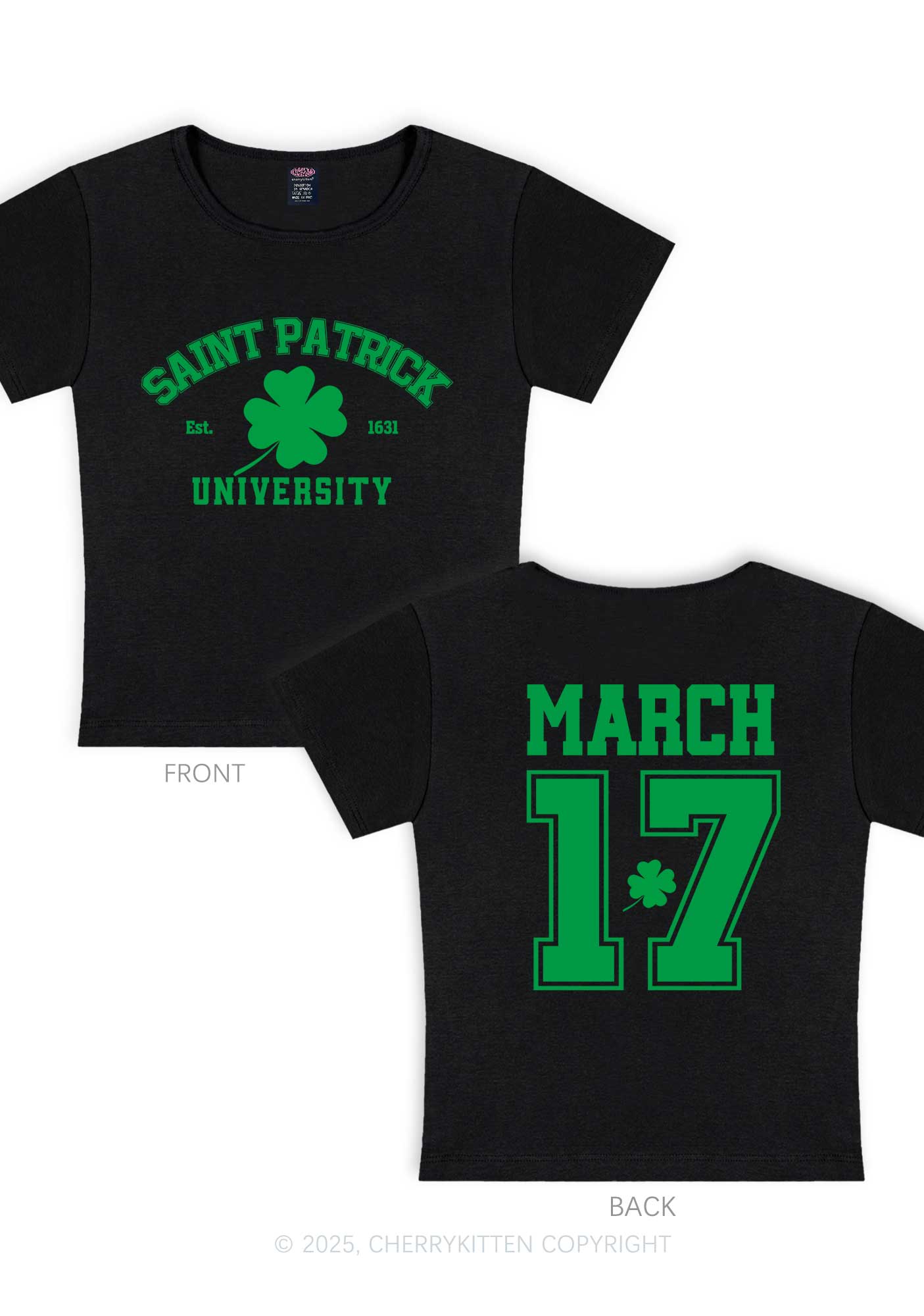 Saint Patrick University Two Sides St Patricks Y2K Baby Tee Cherrykitten