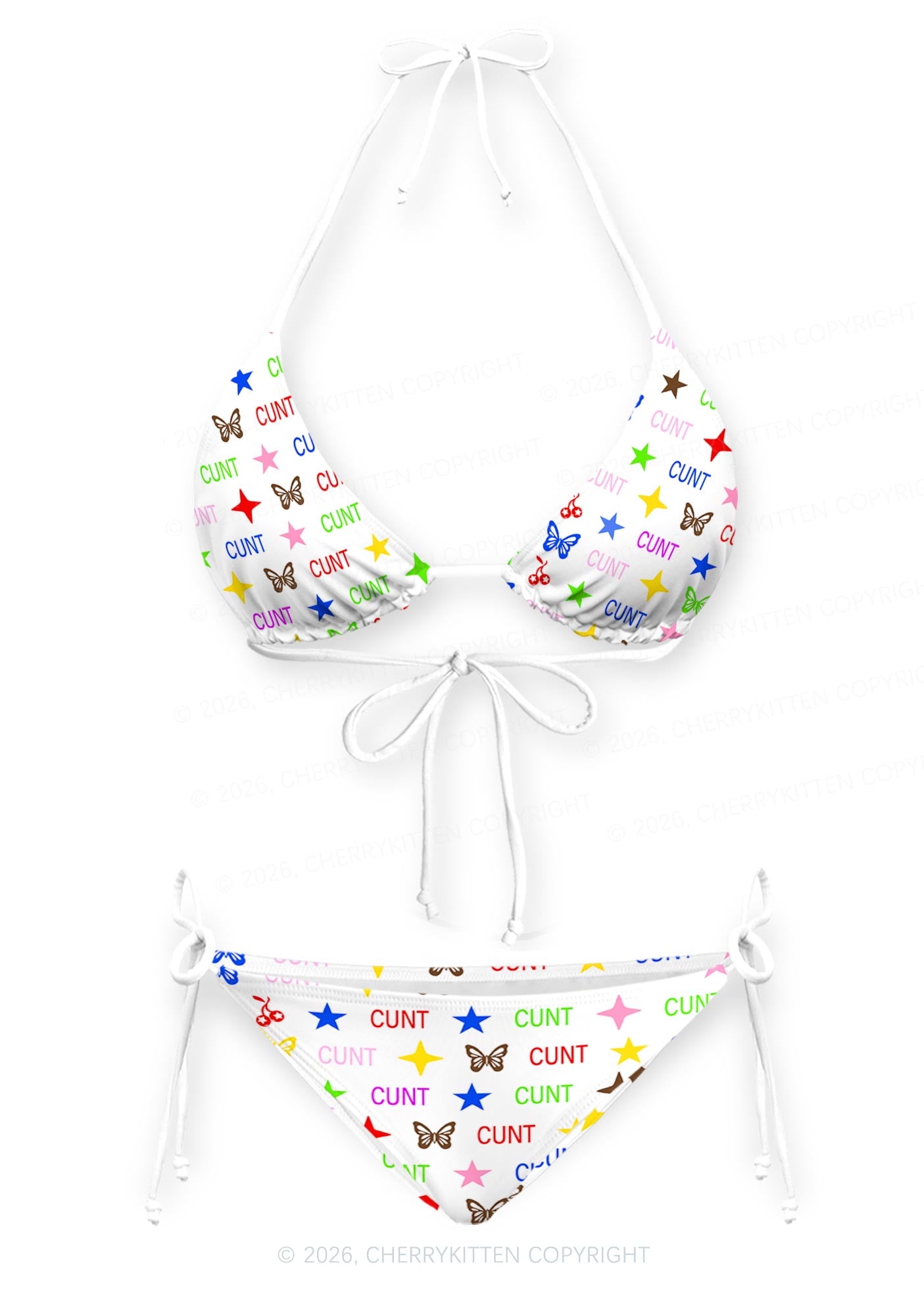 Colorful Cxxt Y2K Print Bikini Set Cherrykitten