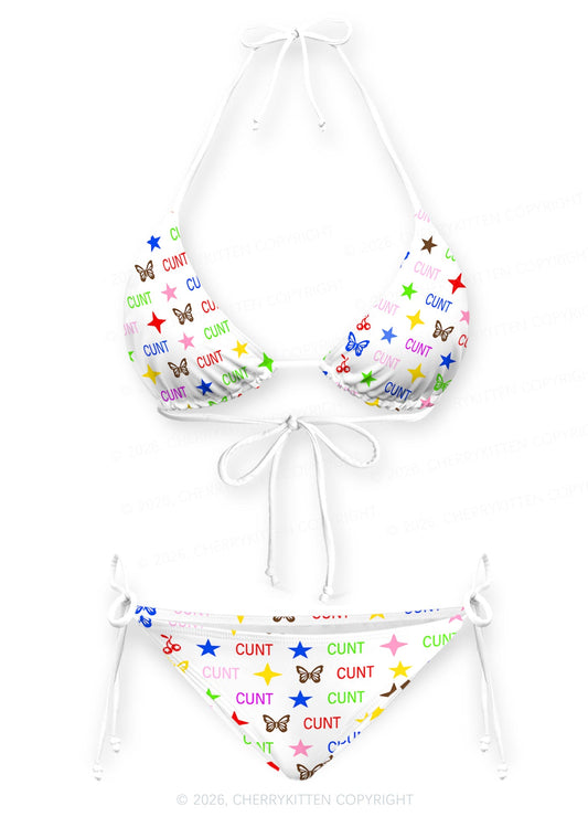 Colorful Cxxt Y2K Print Bikini Set Cherrykitten