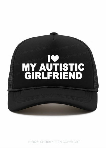 I Love My Autistic GF BF Valentine's Day Y2K Trucker Hat Cherrykitten