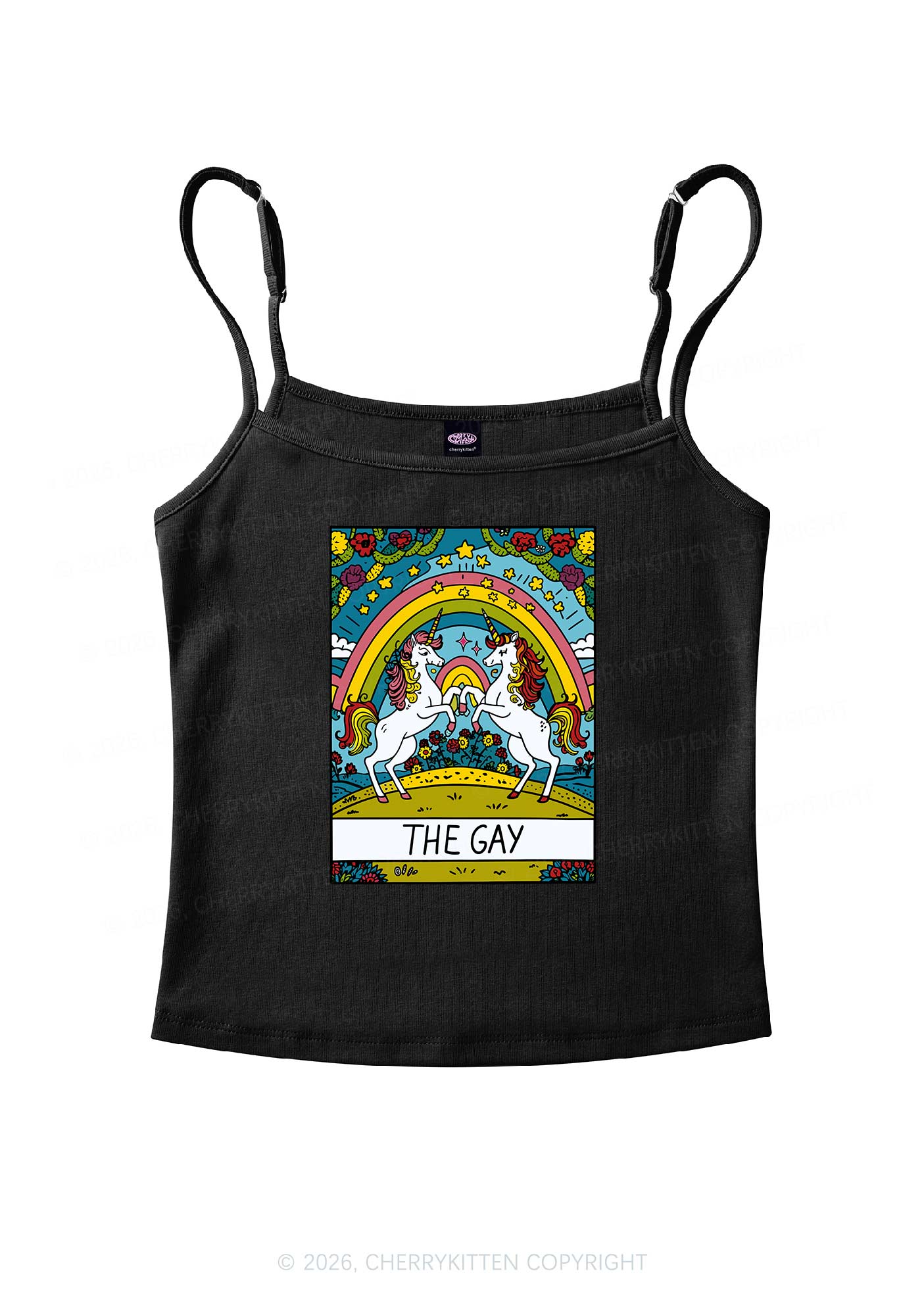 The Gay Unicorn Pride Y2K Spaghetti Strap Cami Cherrykitten