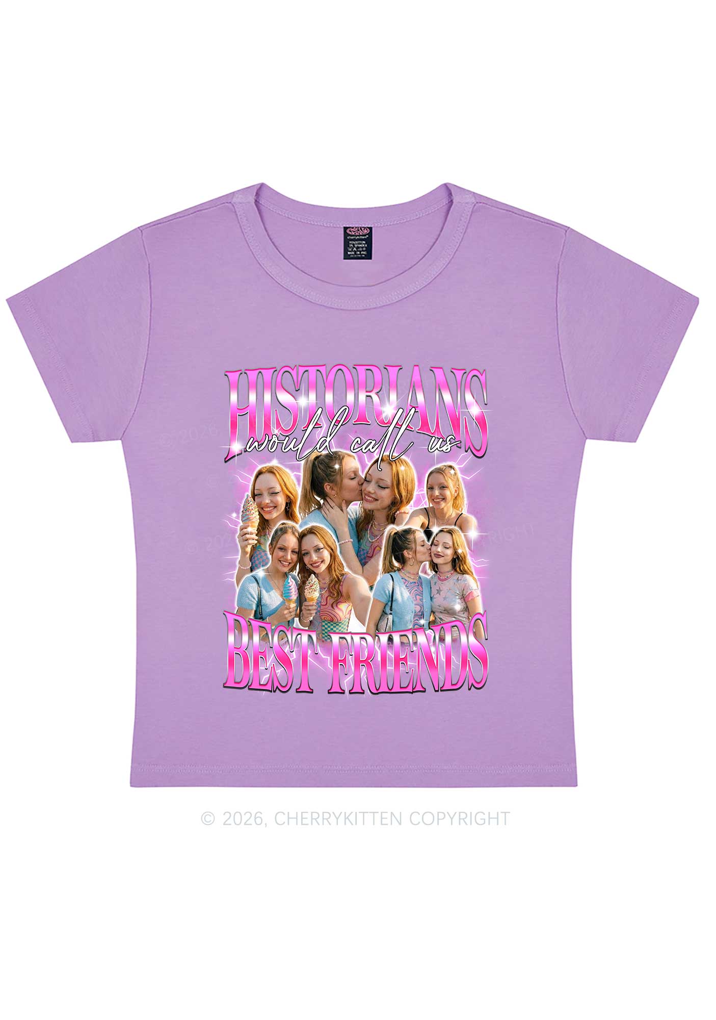 Custom Best Friends Photos Pride Y2K Baby Tee Cherrykitten