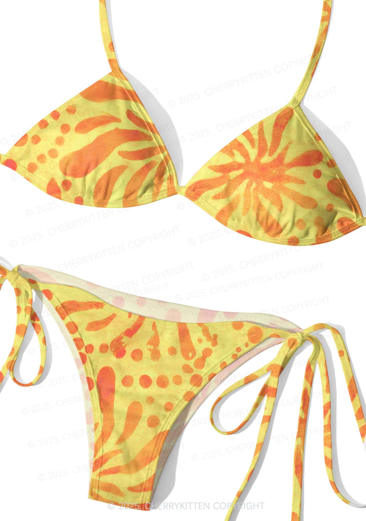 Vibrant Floral Dots Y2K Print Bikini Set Cherrykitten