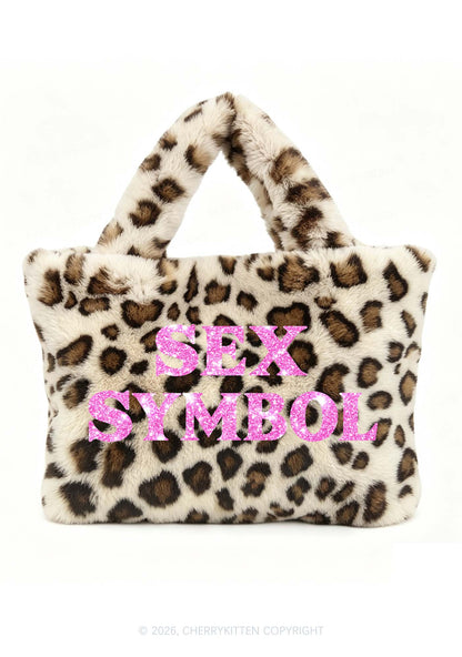 Glitter Sx Symbol Y2K Plush Leopard Handbag Cherrykitten