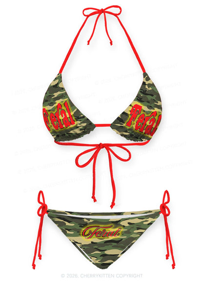 Feral Camo Y2K Print Bikini Set Cherrykitten