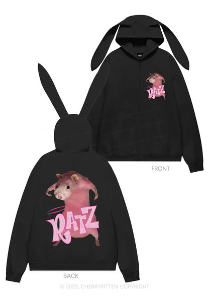Pink Ratz Y2K Bunny Ear Zip Hoodie Cherrykitten