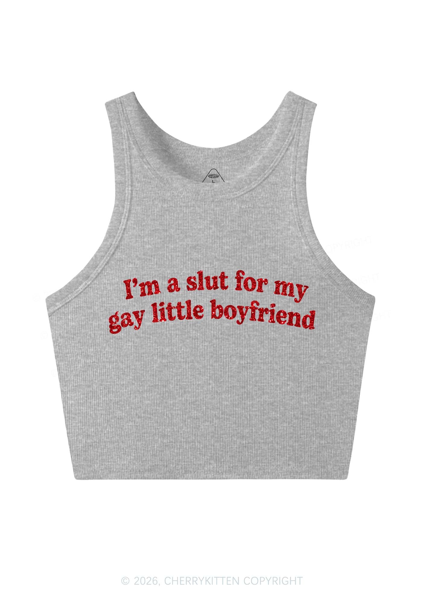 Glitter Slxt For My Gay BF Pride Y2K Crop Tank Top Cherrykitten