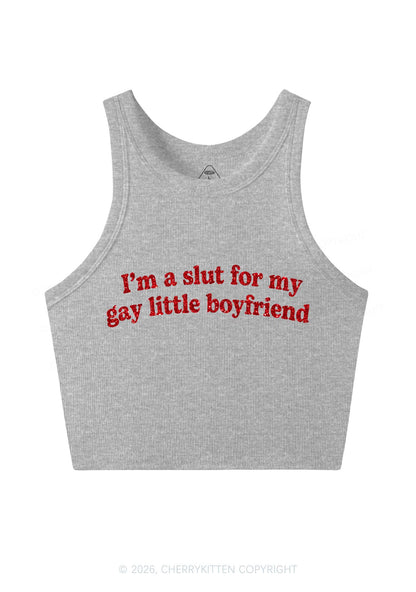 Glitter Slxt For My Gay BF Pride Y2K Crop Tank Top Cherrykitten