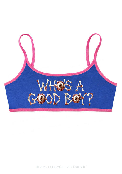 Halloween Whos A Good Boy Bone Eyeball Y2K Super Crop Cami Cherrykitten