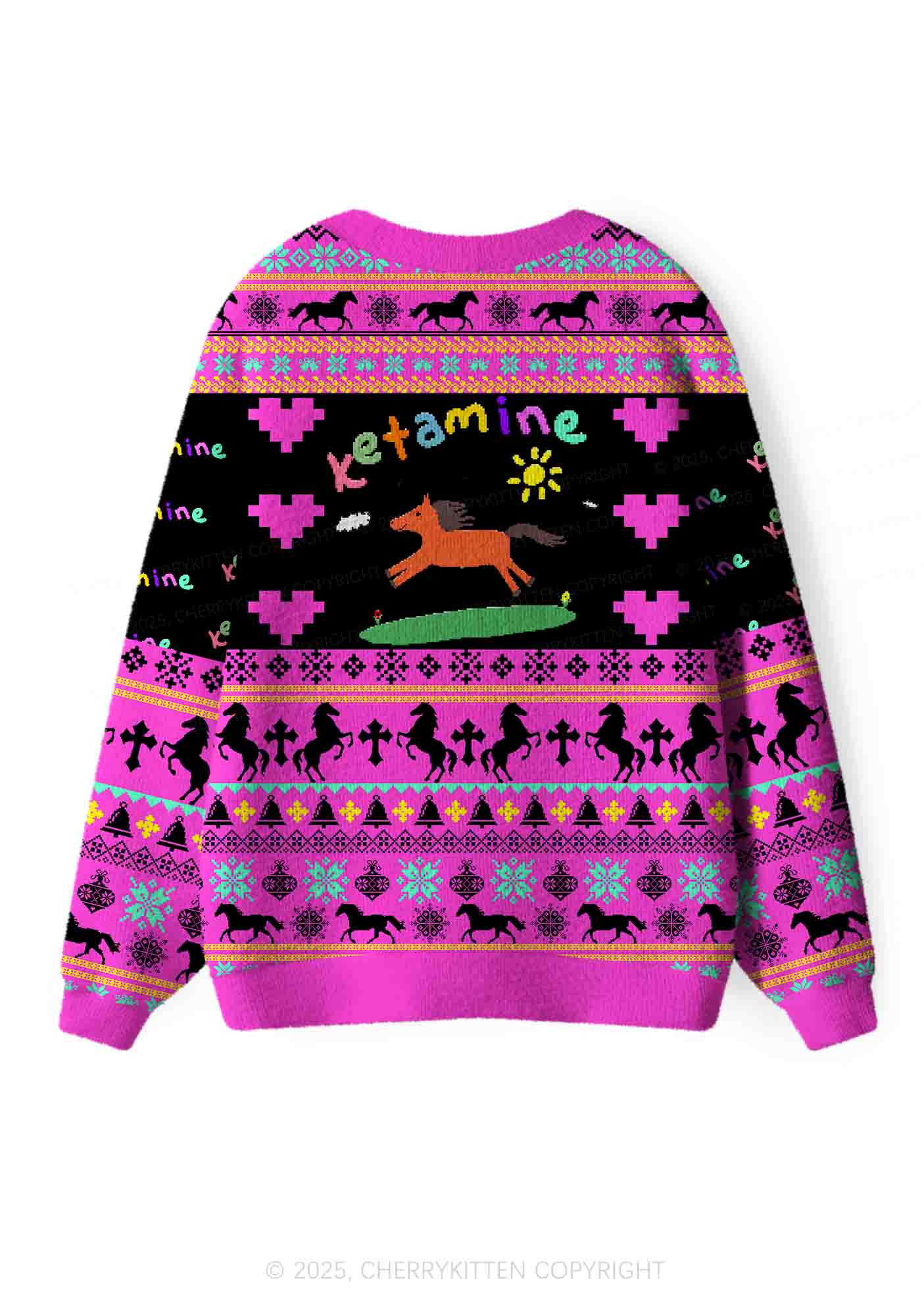 Orange Pony Y2K Christmas Cardigan Knit Sweatshirt Cherrykitten
