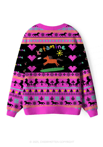 Orange Pony Y2K Christmas Cardigan Knit Sweatshirt Cherrykitten
