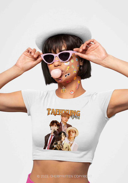 Korean Singer Taehyung Kpop Y2K Baby Tee Cherrykitten