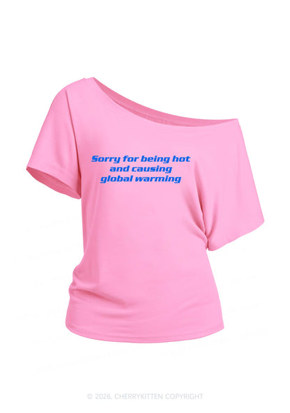 Sorry For Causing Global Warming Y2K Off Shoulder Tee Cherrykitten