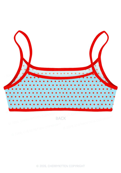 Red Dots On Blue Y2K Print Super Crop Cami Cherrykitten