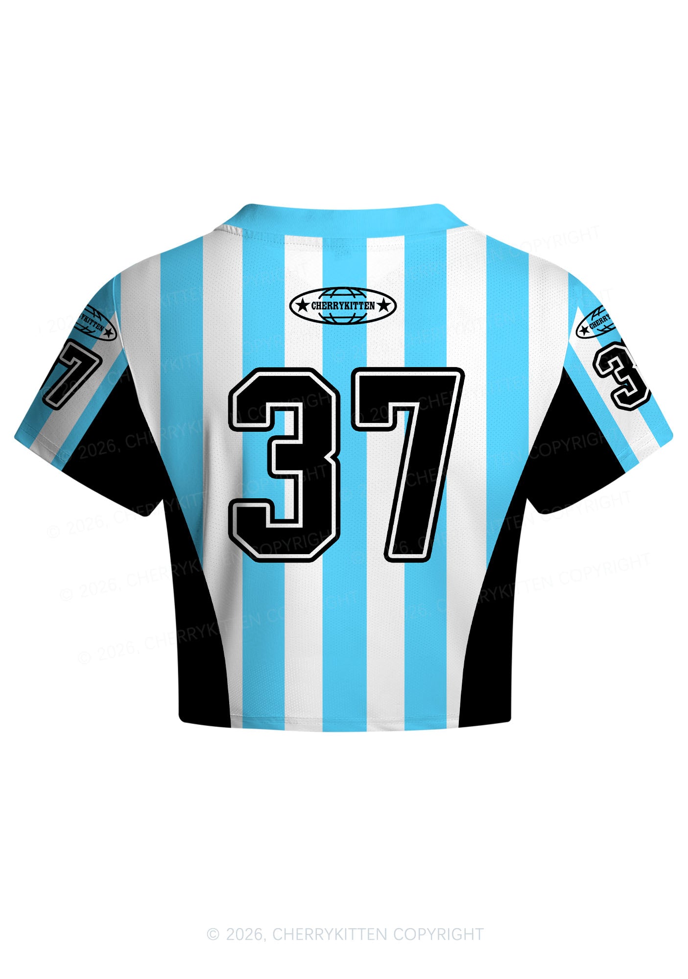 Skyblue Dont Play Techno Y2K Crop Football Jersey Shirts Cherrykitten