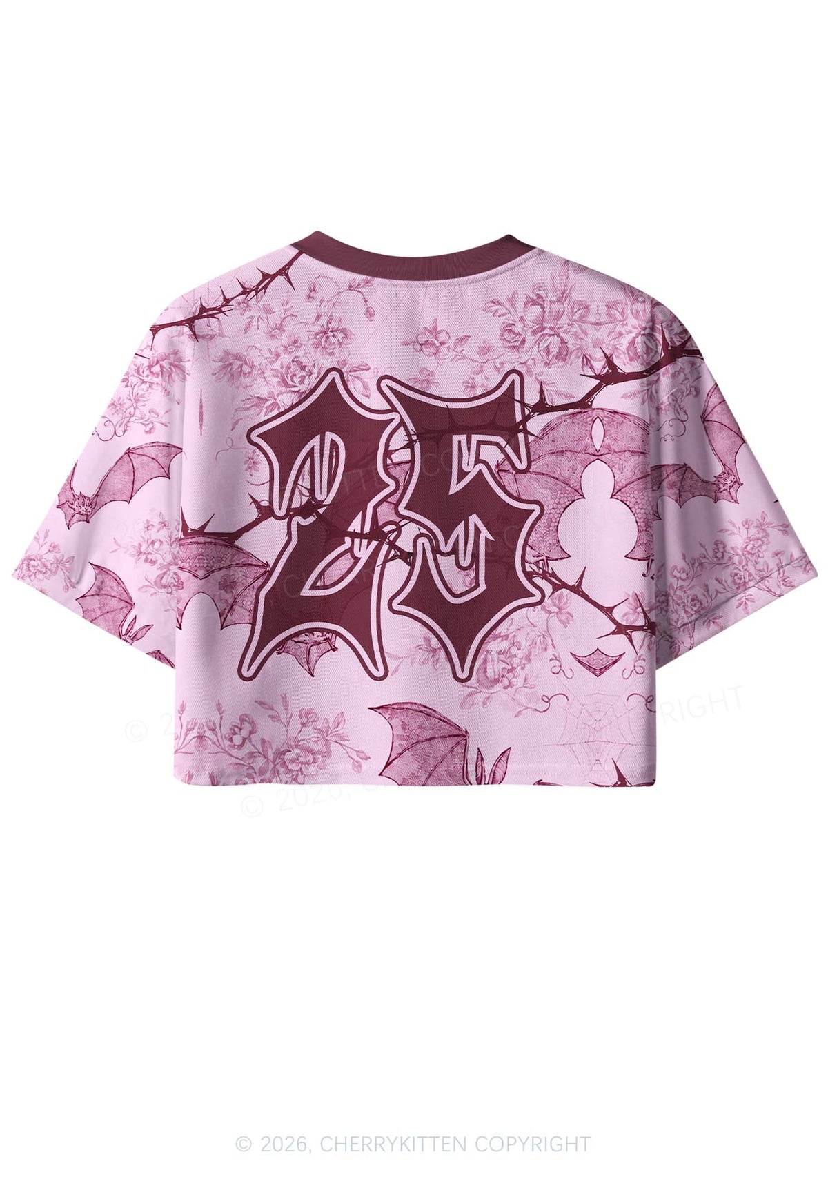 Pink Bat Y2K Crop Sport Jersey Shirts Cherrykitten