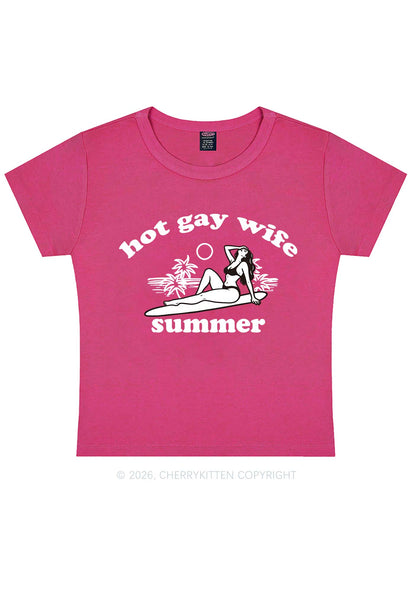 Hot Gay Wife Summer Pride Y2K Baby Tee Cherrykitten