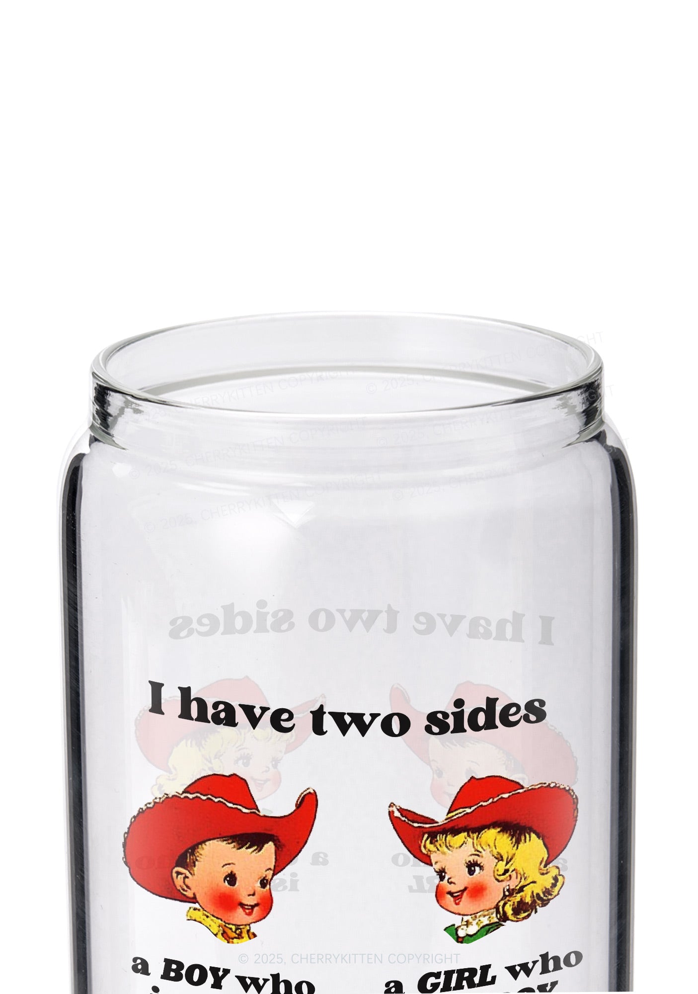 I Have Two Sides Pride Y2K Printed Glass Cup Cherrykitten