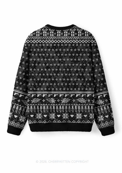Punk Faggot Pride Y2K Christmas Knit Sweatshirt Cherrykitten
