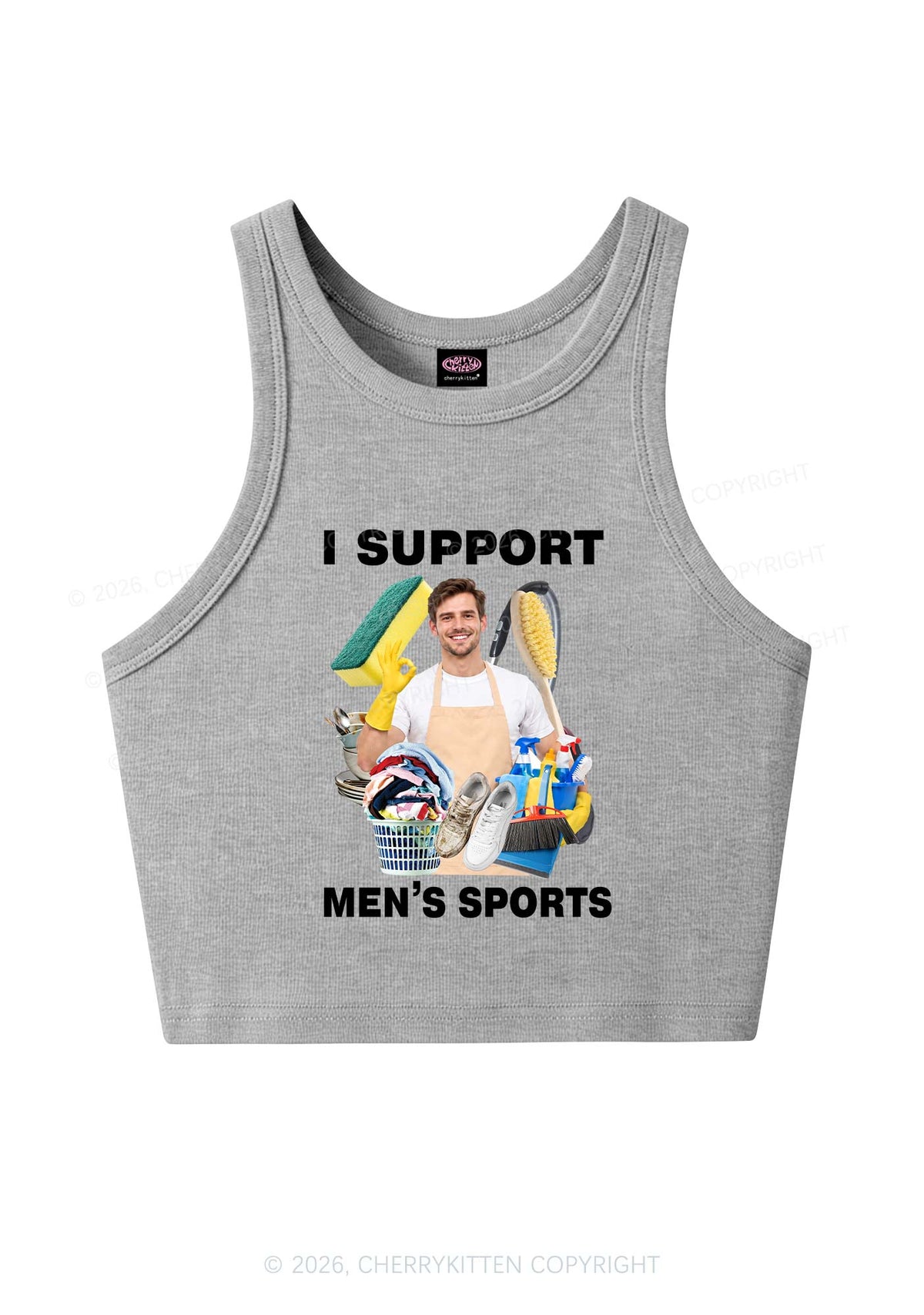 I Support Mens Sports Y2K Crop Tank Top Cherrykitten