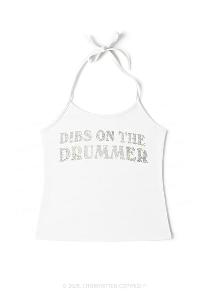Rhinestone Dibs On The Drummer Y2K Halter Neck Cami Cherrykitten