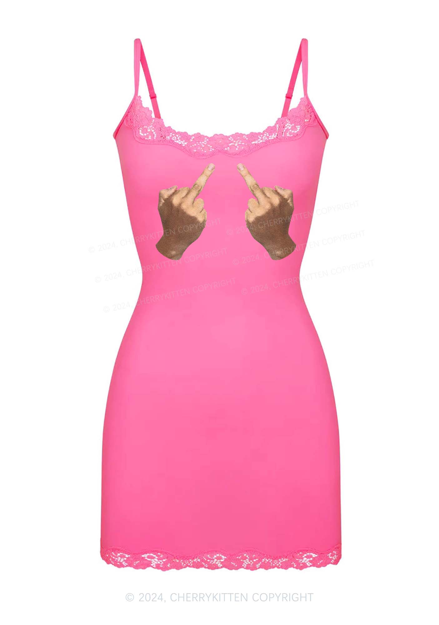 Fxxk Gesture Y2K Lace Slip Dress Cherrykitten