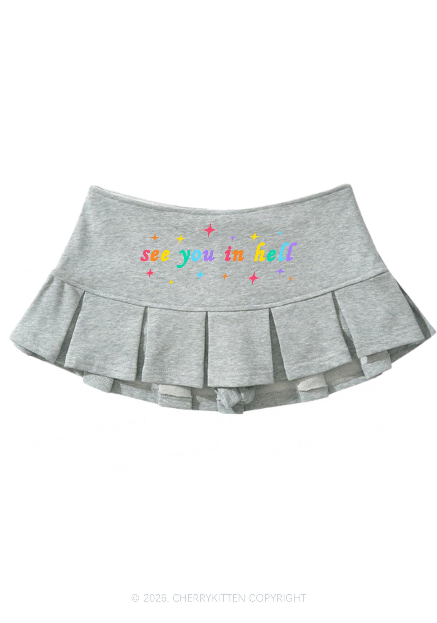 See You In Hell Pride Y2K Mini Pleated Skirts Cherrykitten