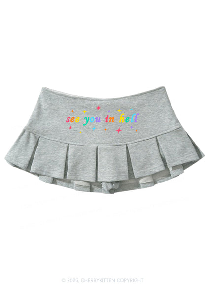 See You In Hell Pride Y2K Mini Pleated Skirts Cherrykitten