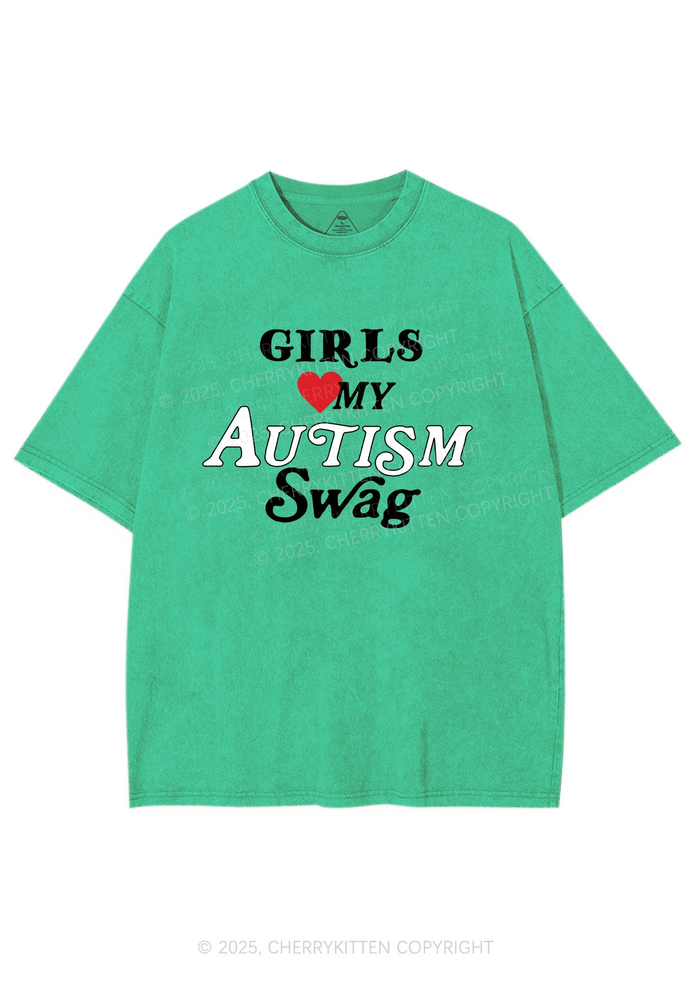 Girls Love Autism Swag Y2K Shirts Washed Tee Cherrykitten