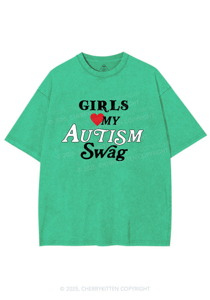 Girls Love Autism Swag Y2K Shirts Washed Tee Cherrykitten