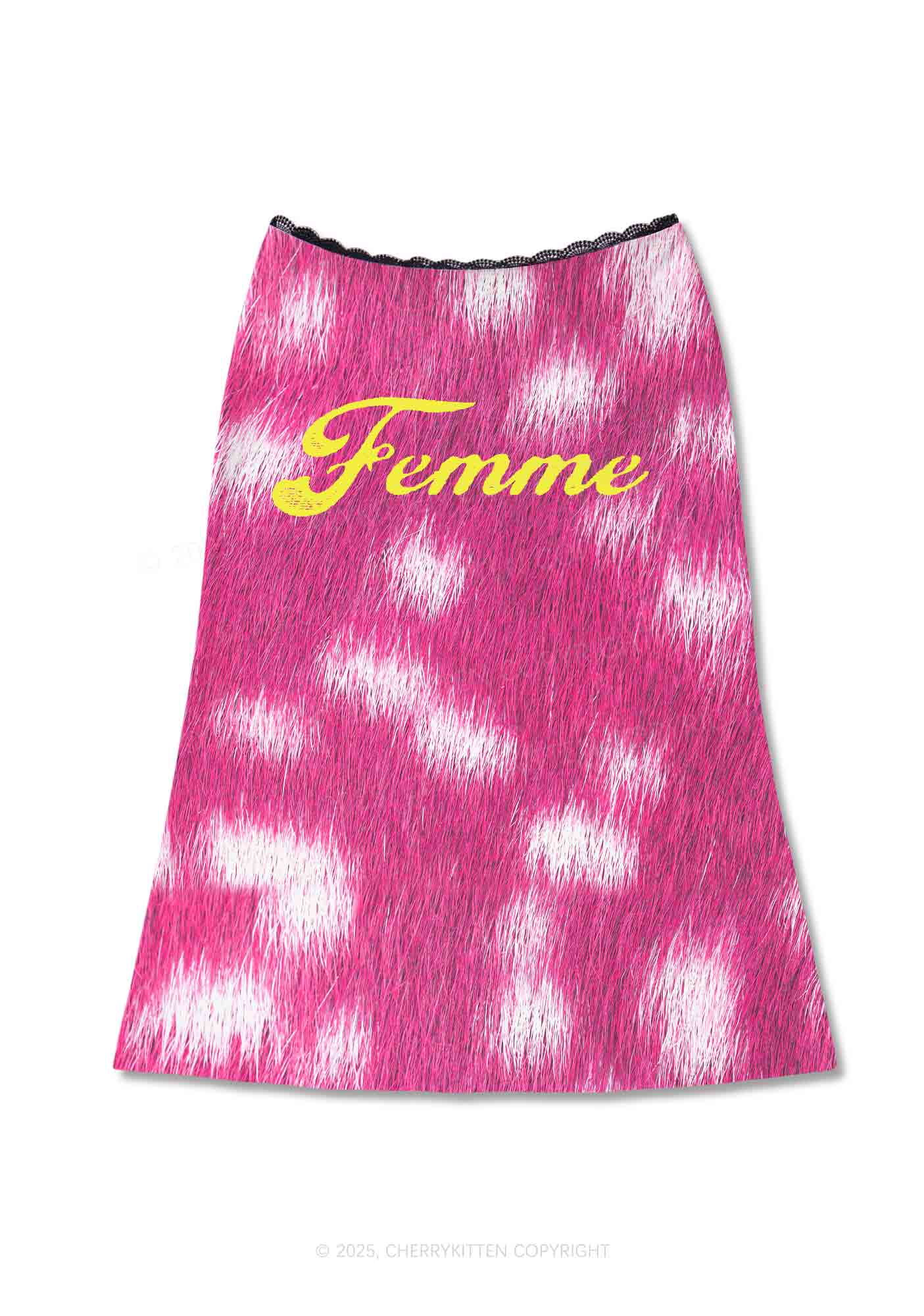 Femme And Rosy Fur Y2K Print Midi Skirt Cherrykitten