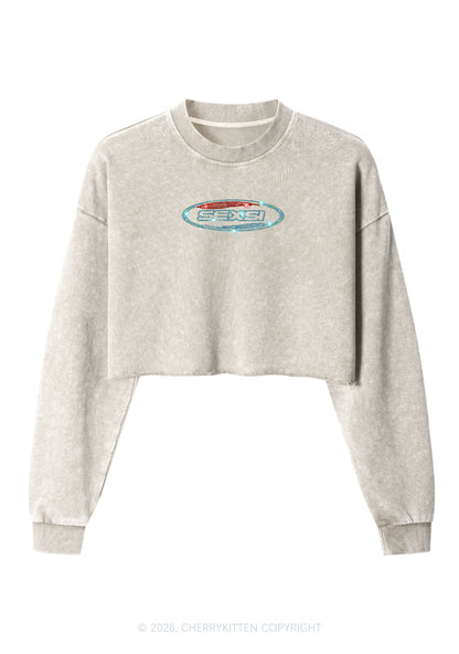 Rhinestone Sexsi Slogan Y2K Crop Washed Sweatshirts Cherrykitten