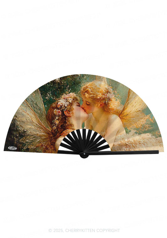 Fairy Kiss Pride Y2K Rave Hand Fan Cherrykitten