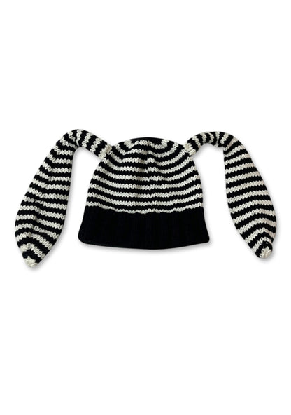 Bunny Ears Striped Y2K Knitted Hat Cherrykitten