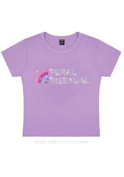 Rhinestone Feral Bisexual Pride Y2K Baby Tee Cherrykitten