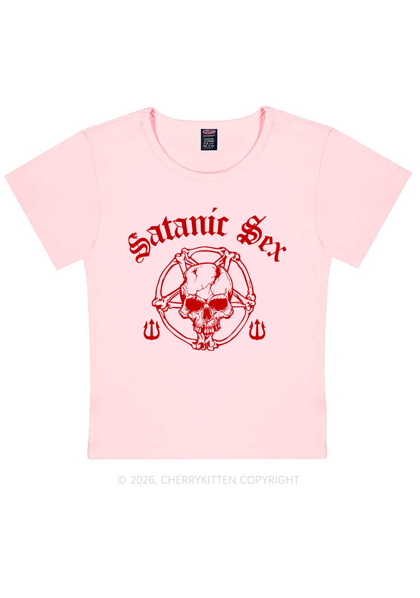 Halloween Satanic Sx Skull Y2K Baby Tee Cherrykitten