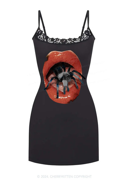 Eat Spider Y2K Lace Slip Dress Cherrykitten